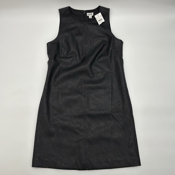 J Crew Factory Faux-leather shift dress in Black size 4 NWT BU864 - Picture 5 of 12